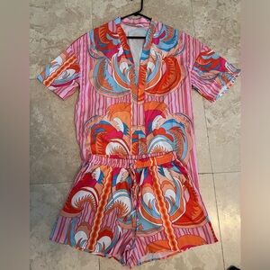 SHEIN matching shorts and open shirt